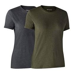 Damen Basic 2-Pack T-Shirt Abenteuer Grün Melange von Deerhunter