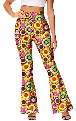 Deerose Damen Hippie-Hose mit hoher Taille, Stretch-Glocke, schmale Passform, ausgestelltes Bein, Scheibe, XX-Large von Deerose