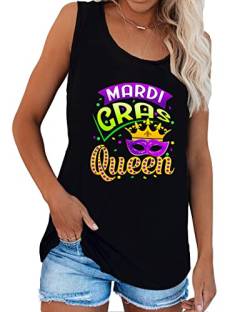 Deerose Damen St. Patrick's Day Shirt Mardi Gras Karneval Sommer Tank Tops, Mardi Gras Queen, Groß von Deerose