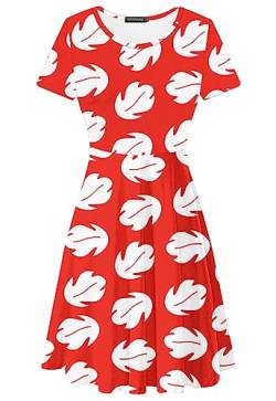 Deerose Frauen Grün Monster Lilo Bopeep Cosplay Kostüm Kleider Kurzarm Elastische Taille Kleid, Red Wooden Leaf, XX-Large von Deerose