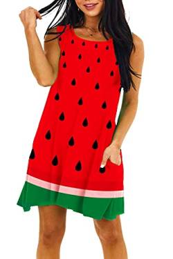 Deerose Damen-Kleid, Früchte, lustiges Halloween-Outfit mit Taschen, Wassermelone, Groß von Deerose