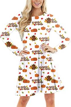 Deerose Frauen Halloween Print Kleid Lustiges Kostüm Outfit mit Taschen, T | Verschlingen, X-Groß von Deerose