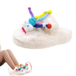 Deewar Süße Hausrutschen - Bunte Big Eye Doll Design Fuzzy Fluffy Winter Hausschuhe für Frauen Indoor | Niedliche, rutschfeste Plüsch-Hausschuhe für den Innen- und Außenbereich von Deewar