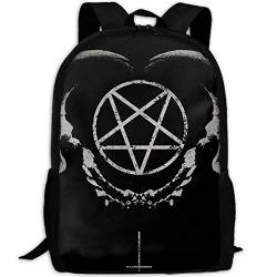 Deglogse Schulrucksack, Schultasche Travel Bookbag, Gothic Occult Satan Penta Symbol Skull Unique Outdoor Shoulders Bag Fabric Backpack Multipurpose Daypacks von Deglogse