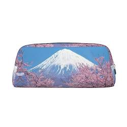 Dehiwi Mount Fuji Federmäppchen mit Kirsche, wasserdicht, niedliches Leder, für Reisen, Kosmetik, Make-up-Tasche, Organizer, Stifthalter für Büro Make-up, silber, Einheitsgröße, Taschen-Organizer von Dehiwi