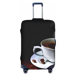 Dehiwi Reisegepäckabdeckung, Motiv: Heißer Kaffee mit Kaffeebohnen, staubdicht, mit Reißverschluss, Koffer-Schutz, passend für 45,7-81,3 cm Gepäck, weiß, S von Dehiwi