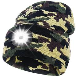 Deilin Outdoor Hüte für Damen, LED Mütze mit Licht für Damen,Geschenke für Frauen Beleuchtete Mütze Aufladbar USB,Stirnlampe Beanie Mütze mit Licht(Camouflage) von Deilin