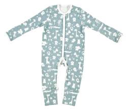 Alvi Pyjama Baby Schlafanzug mit Fuß Set mit Löffel DeinKinderland | Babyschlafanzug | Strampler ab 0 Monate für Mädchen Jungen (Animals, 74) von Dein Kinderland