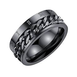 Deinxoz Römische Ziffern Ring Titanium Stahl Ring Kette Spinner Ringe für Männer Frauen Hochzeit Verlobung Versprechen Ringe von Deinxoz