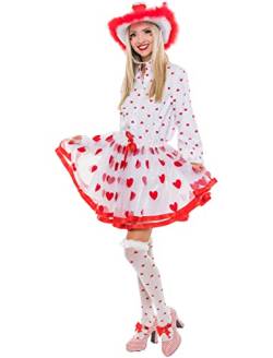 Petticoat weiß mit Herzen Damen rot one Size von Deiters