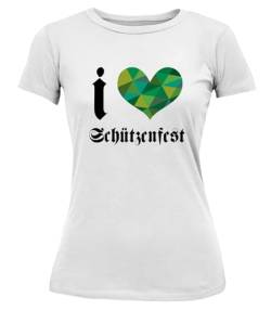 T-Shirt I Love Schützenfest - Damen L Weiß von Deitert