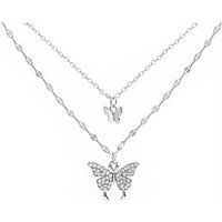 Dekorative Ketten-Set Schmetterling Anhänger Halskette, Damen Doppelter Halskette (1-tlg) von Dekorative