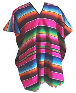 Del Mex Mexikanischer Serape Poncho für Erwachsene - Pink - Einheitsgröße von Del Mex