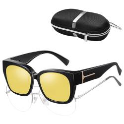 Delamiya Überzieh Nachtsichtbrille für Autofahrer und Brillenträger, UV-400-Schutz Nachtsichtbrille für Herren und Damen, polarisiert, zum Autofahren, Angeln, Golf (Nachtsichtlinse) von Delamiya