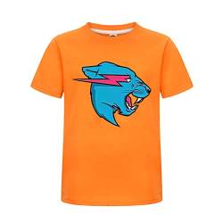Kinder Jungen Berühmte Youtuber Gamer Esprots Logo Lightning Cat Print T-Shirt Mädchen Sommer 100% Baumwolle Top tees, Orange, 7-8 Jahre von Delanhon