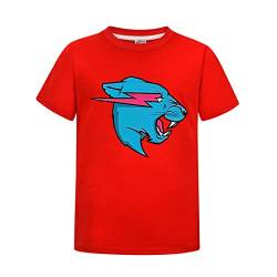 Kinder Jungen Berühmte Youtuber Gamer Esprots Logo Lightning Cat Print T-Shirt Mädchen Sommer 100% Baumwolle Top tees, rot, 11-12 Jahre von Delanhon