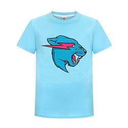 T-Shirt für Kinder, Jungen, berühmtes Youtuber, Gamer, Esprots, Logo, Blitz, Katzendruck, Mädchen, Sommer, 100 % Baumwolle, himmelblau, 7-8 Jahre von Delanhon
