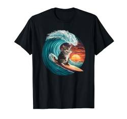 Lustige Katze Surfen T-Shirt von Delightfully Different World