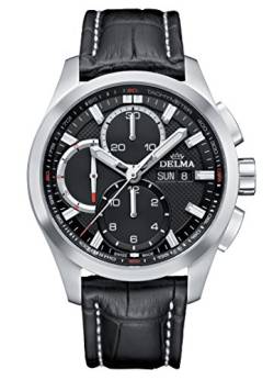 DELMA - Herren-Chronograph Analog Automatik Leder schwarz - 407107 von DELMA