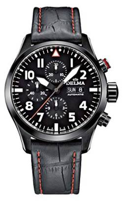 Delma Flieger-/Herrenuhr analog Automatik-Lederarmband - 407044 von Delma