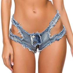 Deloito Damen Sexy Bandage Taste Niedrige Taille Shorts Cowgirl Denim Kurze Hose Abgeschnitten Mini Jeans Hot Pants (Blau-02, Large) von Deloito Shorts