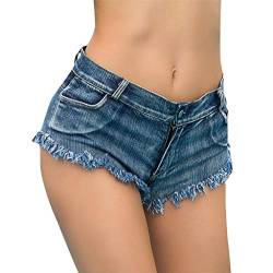 Deloito Damen Shorts Sexy Bandage Taste Hot Pants Niedrige Taille Cowgirl Denim Kurze Hose Abgeschnitten Mini Jeans (Blau-06, Small) von Deloito Shorts