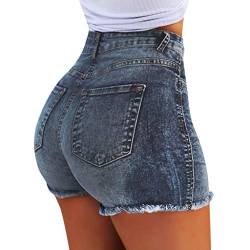 Deloito Neu Sommer Kurz Hotpants Damen Mode Jeans Shorts Sexy Taschen High Waist Denim Mini Hose mit Taschen (Dunkelblau-C, Small) von Deloito Shorts