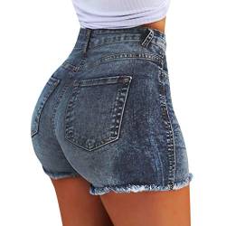 Deloito Neu Sommer Kurz Hotpants Damen Mode Jeans Shorts Sexy Taschen High Waist Denim Mini Hose mit Taschen (Dunkelblau-C, XX-Large) von Deloito Shorts