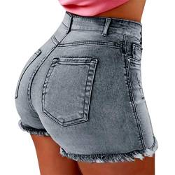 Deloito Neu Sommer Kurz Hotpants Damen Mode Jeans Shorts Sexy Taschen High Waist Denim Mini Hose mit Taschen (Hellblau,XXX-Large) von Deloito Shorts