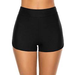 Deloito Badeshorts Damen Schwarz Bikinihose Hoher Taille Badehose Sommer Strand Shorts Beach Hotpants Kurze Schwimmhose Lässige Boardshorts Sporthose Leicht Schwimmshorts für Frauen Mädchen, S von Deloito