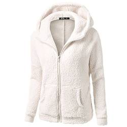 Deloito Damen Kapuzenjacke Warm Fleece Sweatjacke mit Reißverschluss Herbst Winter Teddy Hoodie Jacke Casual Einfachheit Übergangsjacke Leicht Wintermantel Einfarbig Fleecejacke mit Tasche von Deloito