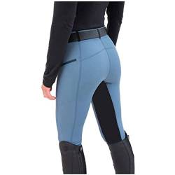 Deloito Damen Reithosen Sportreithose Outdoor-Hose mit hoher Taille Legging Reithose Vollbesatz Frauen Equine Leggings Stretch Frau Reithosen Damenreithose, M, Blau von Deloito