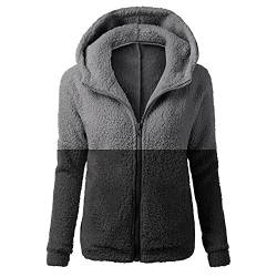 Deloito Plüsch Hoodie Jacken Damen Plüschmantel mit Kapuze WarmerWarme Winterjacke Casual Teddy-Fleece Jacke Grosse Grösse Fleecemantel Reißverschluss Kapuzenjacke Flauschige Plüschmantel von Deloito