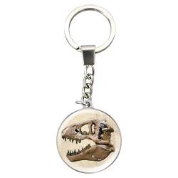 Magnidome Schlüsselanhänger - T-Rex von Deluxebase. Kristallglas Schlüsselring Charme. Gewölbter Dinosaurier Bildschlüsselring mit einer Edelstahlkette von Deluxebase