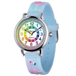 Delycazy Kinderuhr Mädchen Junge, Kinder Armbanduhr lernuhr Analoge kinderuhr Lern Armbanduhr mit Zeitlernübungen, Hochwertigem Quarzwerk von Delycazy