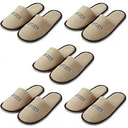 Demarkt 5 Paar Hausschuhe Set Frottierslipper Badeslipper Gästehausschuhe geschlossen Hausschuhe Spa Home Breathable Hausschuhe Party Gast Unisex Schuhe für Hotel Reisen (Braun) von Demarkt