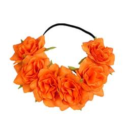 Demarkt Blumenkranz Blumen Stirnband Blumenkrone Blumen Haarkranz Haarband Damen Blume Kopfschmuck Orange von Demarkt