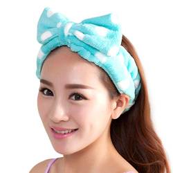 Demarkt Bowknot Stirnband Haarband Haarschmuck Haar Wrap für Make-up Gesichtsreinigung Gesichtspflege,Blau von Demarkt