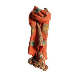 Demarkt Damen Schal Warm Winterschal Strickschal bunter Grobstrick Schlauchschal mit abnehmbaren Bommeln Orange von Demarkt