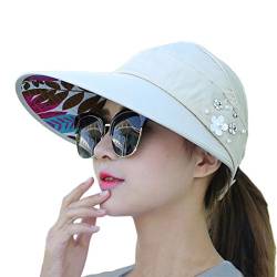 Demarkt Faltbare Sonnenhut Damen UV Schutz Hüte Sonnenschutz Hut Sommerhut Baumwolle Anti UV Mützen (Beige) von Demarkt
