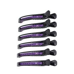 6pcs Professionelle Haarspangen Bauch Entenschnabel Clips Rutschfeste Styling Haarspange Tragbare Home Salon Sectioning Haarspange für Haarstyling, Haarfärbung(Schwarz+lila) von Demeras