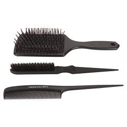 Friseurkamm-Set, 3-teiliges Haarbürsten-Kamm-Set mit spitzer Spitze, leicht entwirrbare Paddel-Haarbürste, Nylon-Kopfhautmassage für den Heimgebrauch von Demeras