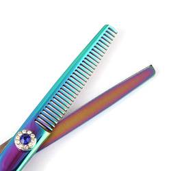 Haarschneideschere, Friseurschere Salonschere Professionelle Langlebig Praktisch für Friseure für Männer und Frauen zum Haarstyling für den Heimgebrauch(Farbige Zahnschere) von Demeras