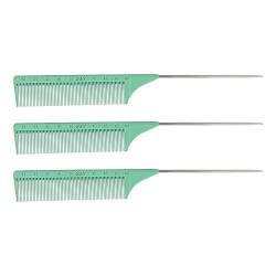 Schwanzkamm-Set, Tragbarer Schwanzkamm, Grün, 3er-Pack, Ergonomische Schnitte für Herren-Salon-Styling von Demeras