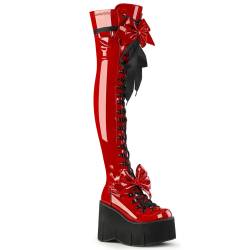DemoniaCult KERA-303 Stiefel Rot Lack Patent Plateau von DemoniaCult