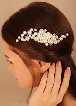 Deniferymakeup Braut Hochzeit Haarkamm Perlen Haarteile Perle Haarschmuck für Frauen und Mädchen von Deniferymakeup