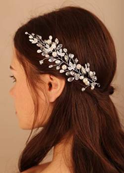 Deniferymakeup Haarschmuck mit Perlen, Brautschmuck, Hochzeit, Haarschmuck mit Kristallen, für Damen und Mädchen von Deniferymakeup