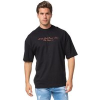 Denim House T-Shirt Oversizd Fit T-Shirt mit besonderem Druck Loose Fit Schwarz E1075 L von Denim House