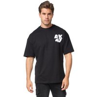 Denim House T-Shirt Oversizd Fit T-Shirt mit besonderem Druck Loose Fit Schwarz E698 M von Denim House