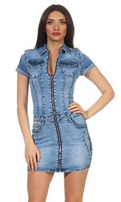 Denim Jeanskleid Minikleid Stretch Kleid Blue Washed 34-42 (34, Hellblau) von Denim